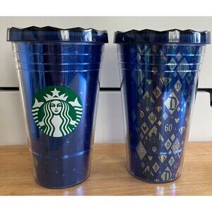 Starbucks Disney Disneyland 60th Anniversary Blue Diamond Tumbler Cold Cup 16oz
